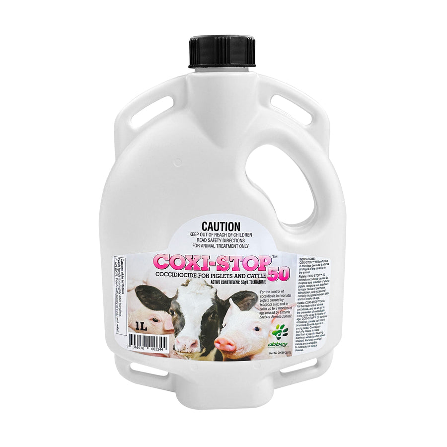 Abbey Labs COXI-STOP 50 Coccidiocide for Piglets & Cattle 1L