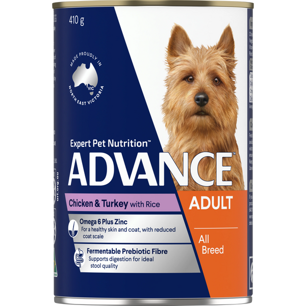 ADVANCE Adult All Breed Chicken and Turkey with Rice Cans 12x410g