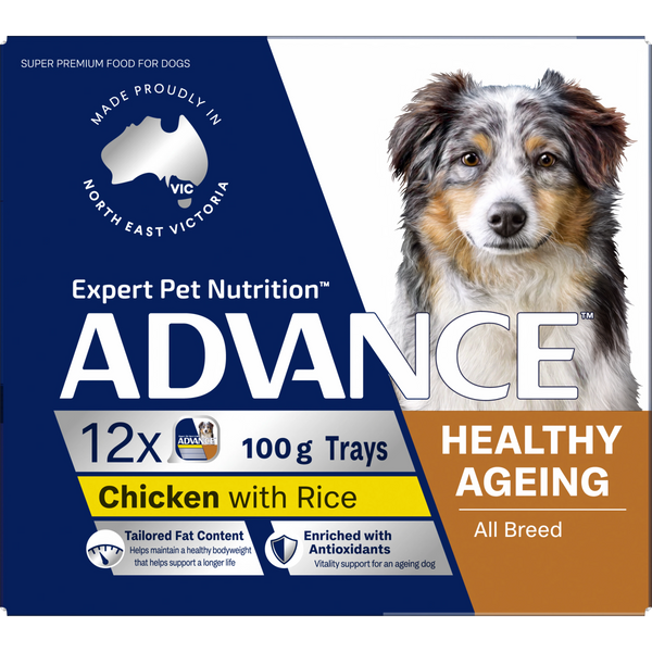 ADVANCE Healthy Ageing Adult All Breed Chicken with Rice Trays 12x100g