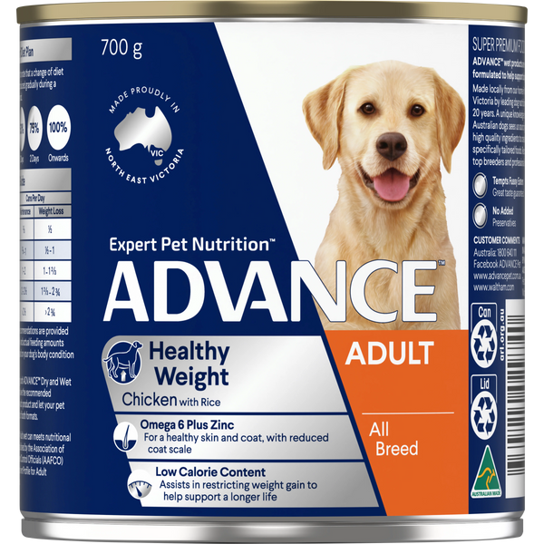 ADVANCE Healthy Weight Adult All Breed Chicken with Rice Cans 12x700g