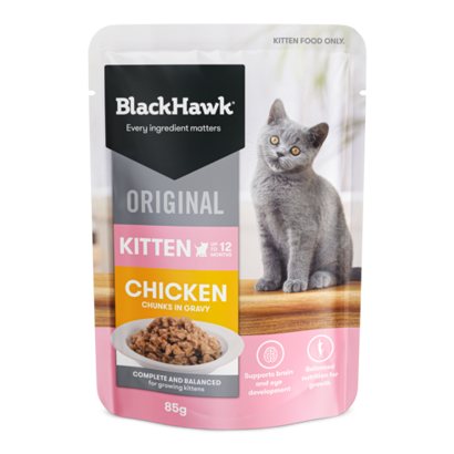 Black Hawk Original Kitten Chicken in Gravy 85g 12pk