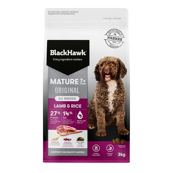 Black Hawk Original Mature Lamb and Rice 3kg dog food