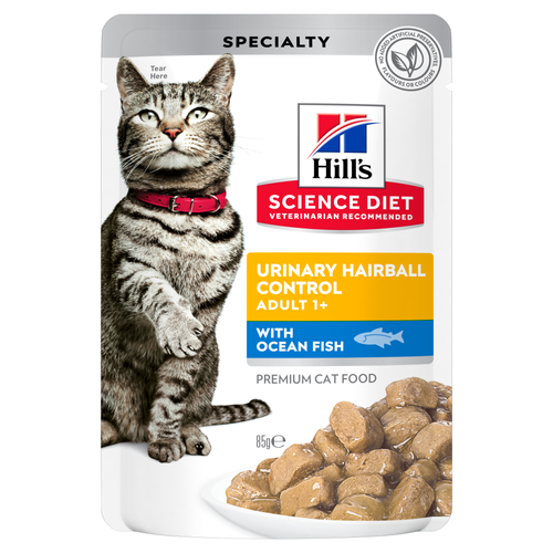 Hill's Science Diet Adult Urinary Hairball Control Ocean Fish Wet Cat Food 85g x 12