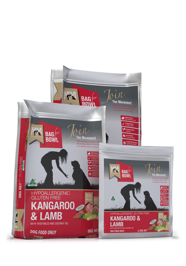 Meals for Mutts Kangaroo & Lamb dog food sizes