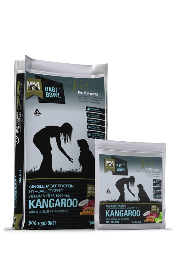 Meals for Mutts Kangaroo single meat protein dog food sizes