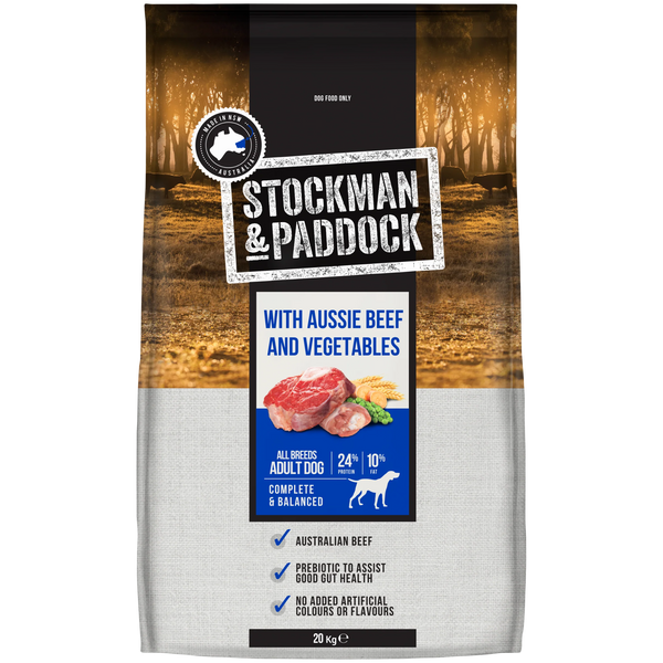 Stockman & Paddock With Aussie Beef and Vegetables dry dog food 20kg bag