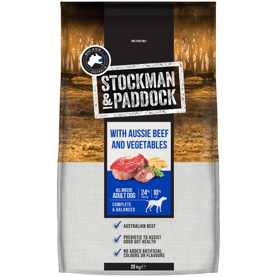 Stockman & Paddock Adult Beef & Vegetables Dry Dog Food 20kg