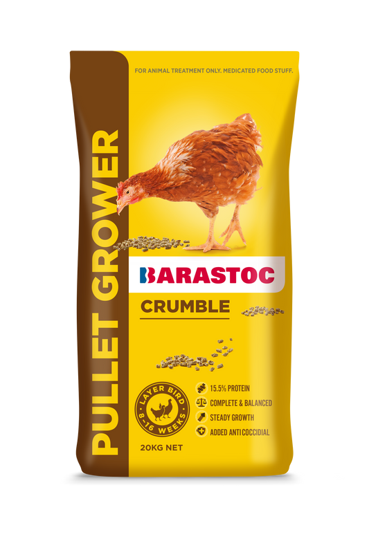 Barastoc Pullet Grower Crumble 20kg product packaging
