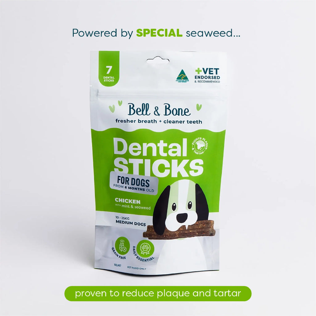 Bell & Bone Adult Dog Dental Sticks – Chicken, Mint & Seaweed