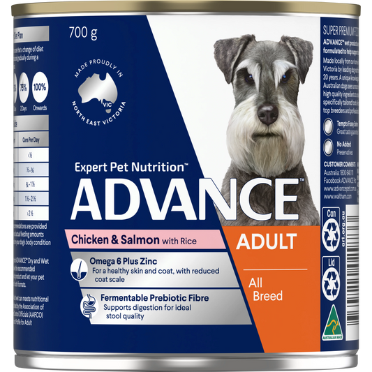 ADVANCE Adult all Breed Chicken and Salmon with Rice Cans 12x700g