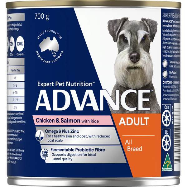 ADVANCE Adult all Breed Chicken and Salmon with Rice Cans 12x700g