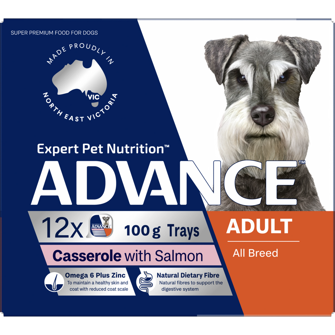 ADVANCE Adult All Breed Salmon Casserole Trays 12x100g