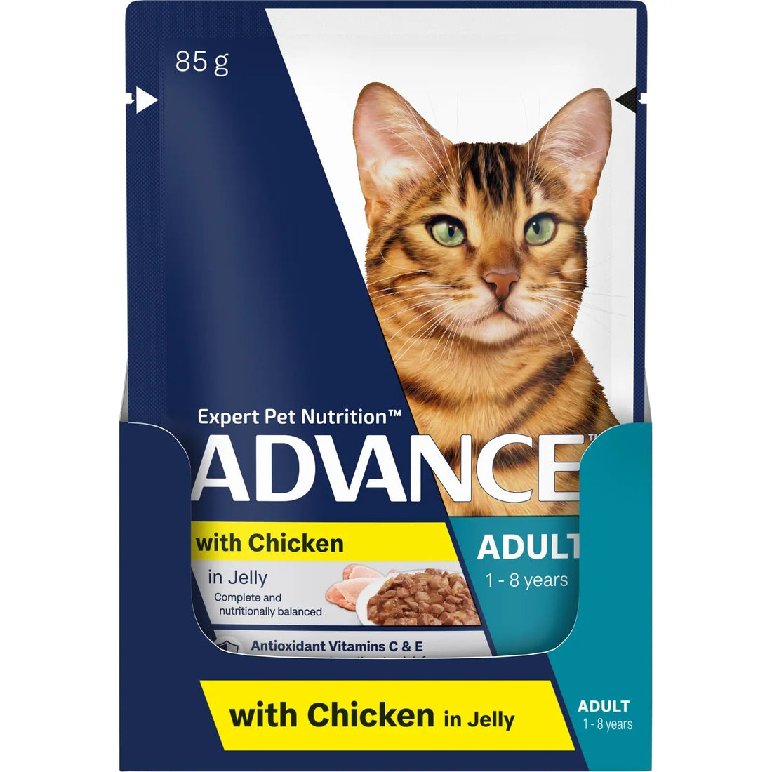 ADVANCE Cat Wet Chicken Jelly Svms 85g 12pk