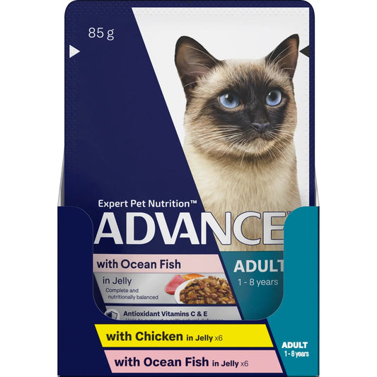 ADVANCE Cat Wet Mvms Chicken & Fish In Jelly 85g 12pk