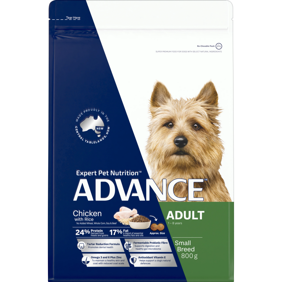 ADVANCE Adult Small Breed Chicken with Rice 800g
