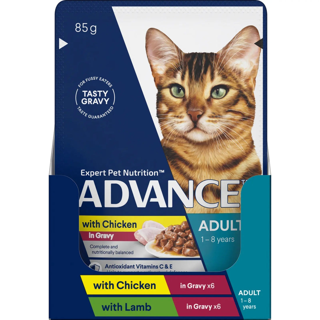 ADVANCE Adult Wet Cat Gravy Chicken & Lamb 85g 12pk