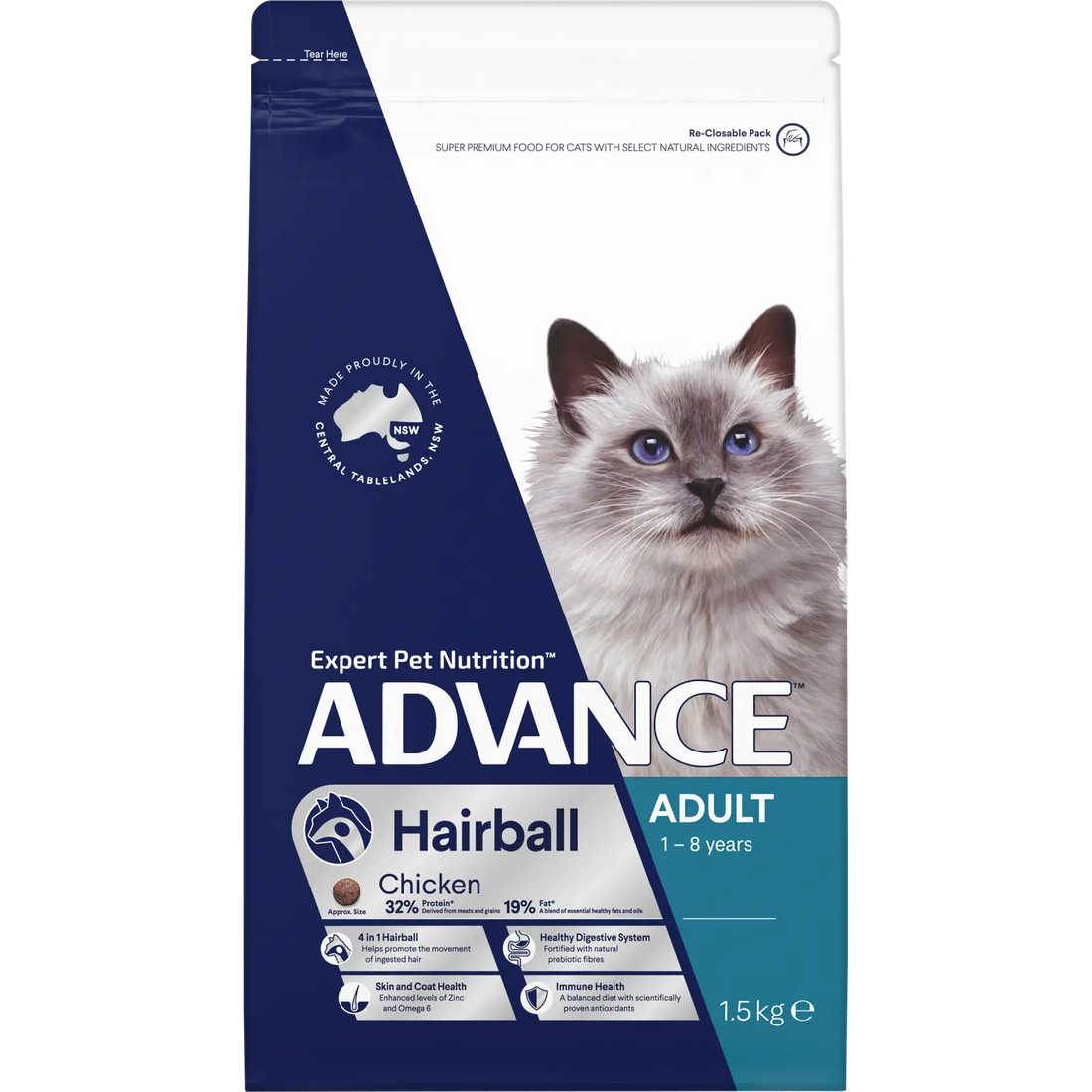 ADVANCE Cat Adult Hairball Chicken 1.5kg