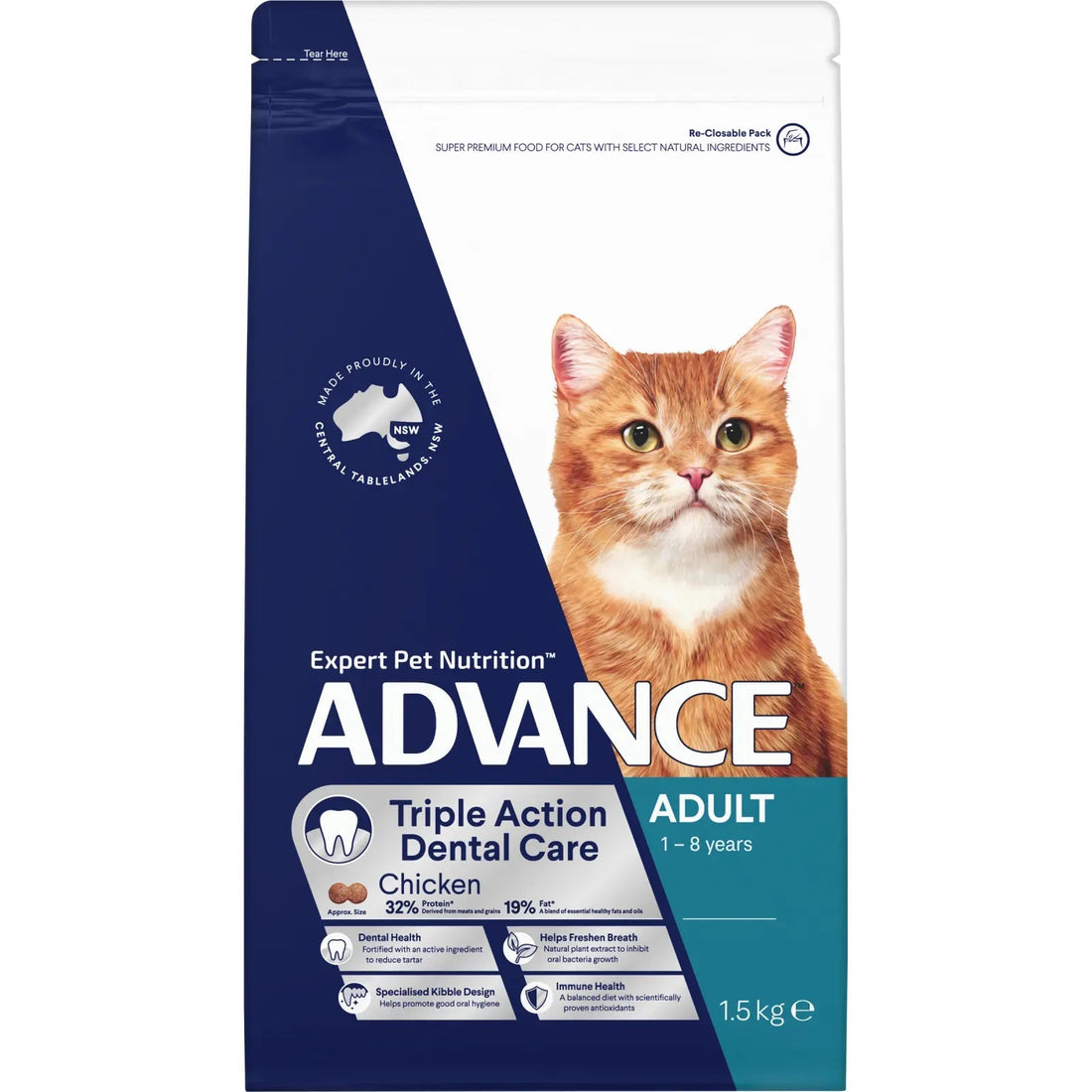 ADVANCE Cat Adult Triple Action Dental Chicken 1.5kg