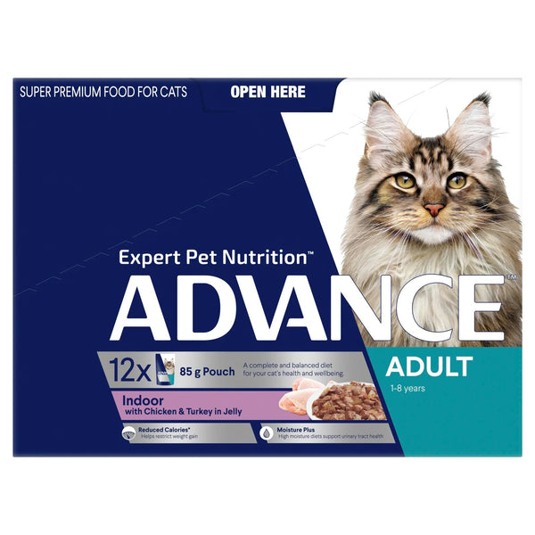 ADVANCE Cat Wet Indoor Chick Turk Svms 85g 12pk