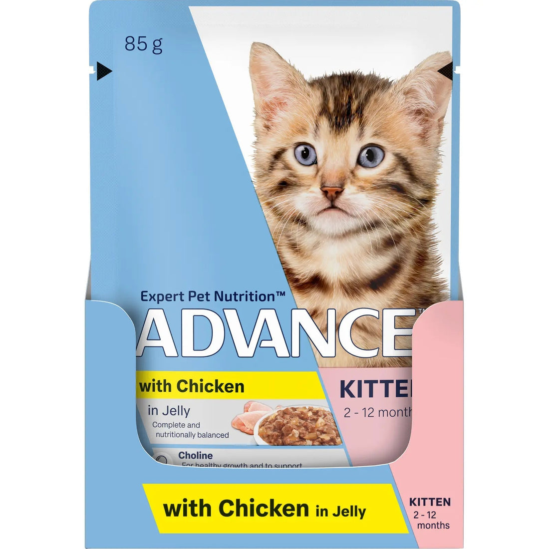 ADVANCE Kitten Wet Chicken In Jelly Svms 85g 12pk