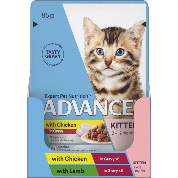 ADVANCE Kitten Wet Gravy Chicken & Lamb 85g 12pk