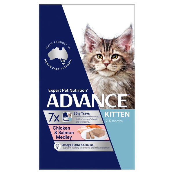 ADVANCE Kitten Wet Chicken Salmon Med 85g 7pk