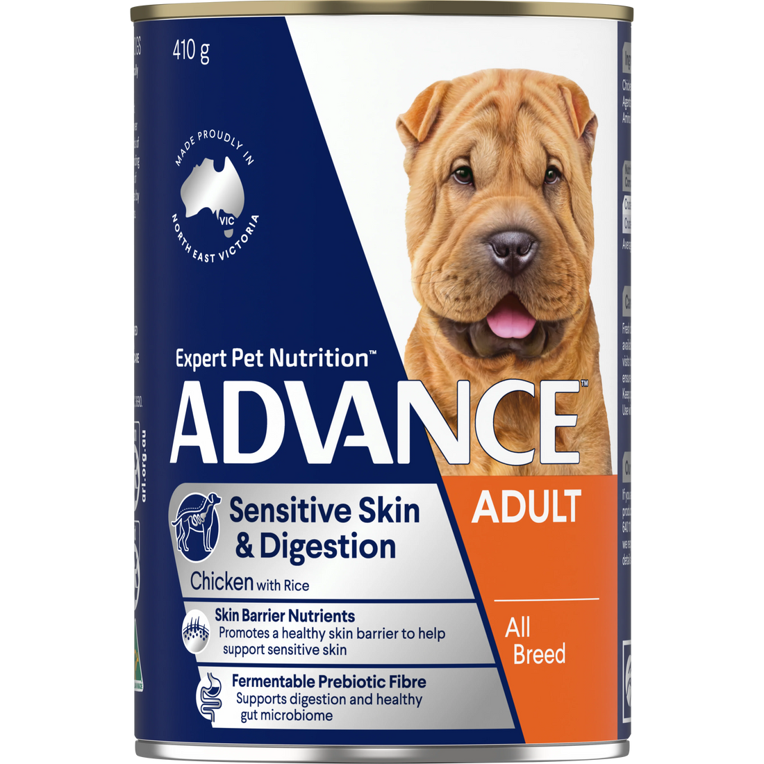 ADVANCE Sensitive Skin and Digestion Adult All Breed Chicken with Rice Cans 12x410g