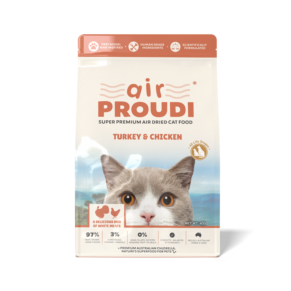 AIR PROUDI Turkey and Chicken Cat Food 400g