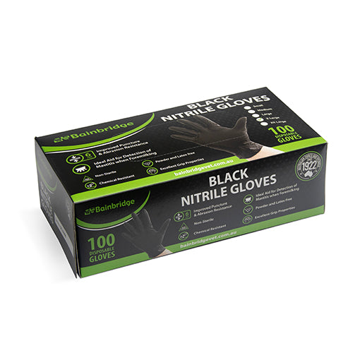 Bainbridge Black Nitrile Gloves - Small