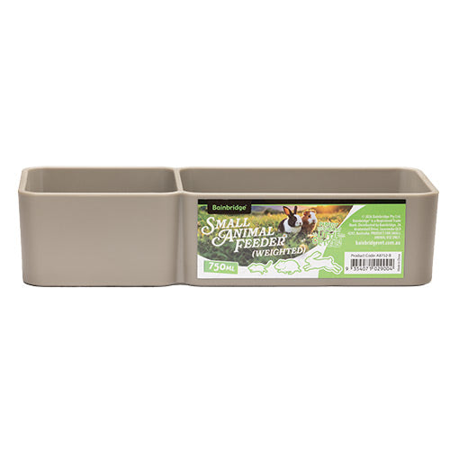 Bainbridge weighted double rectangular small animal feeder bowl - brown