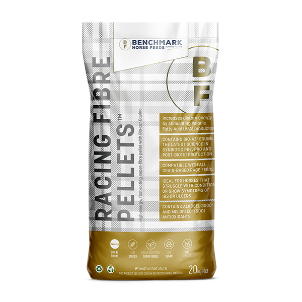 Benchmark Racing Fibre Pellets 20kg horse feed bag