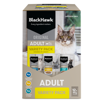 Black Hawk Original Adult Cat Variety Pack in Gravy 85g 12pk