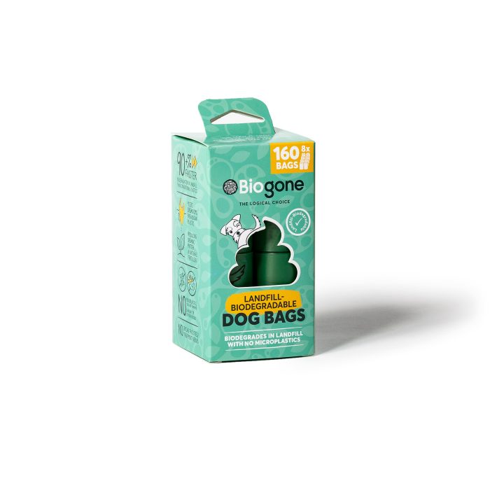 BioGone landfill biodegradable dog waste bags, 8 rolls, 160 bags