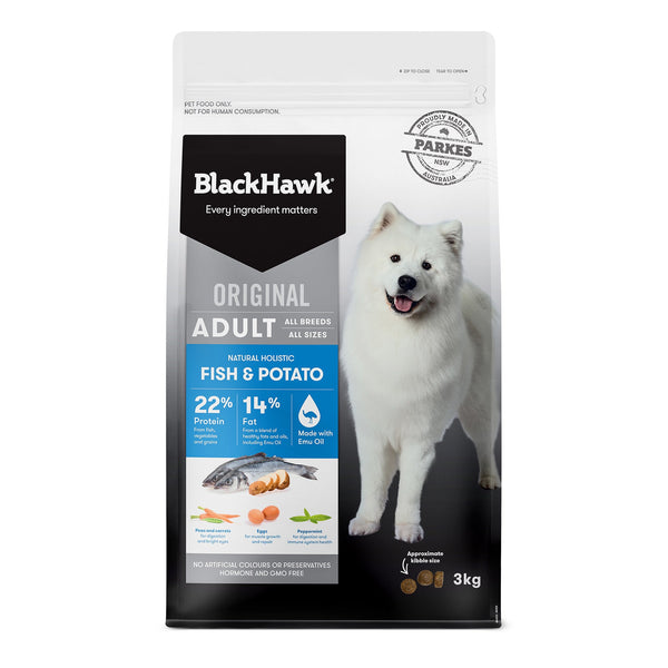 Black Hawk Original Adult Fish and Potato 3kg dog food
