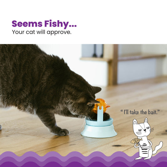 Catstages 2-in-1 spinning fish treat toy