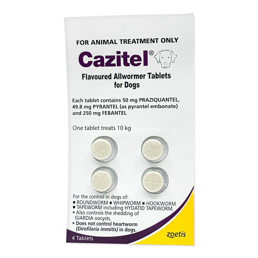 Cazitel Allwormer for Dogs up to 10kg, 4 tablets