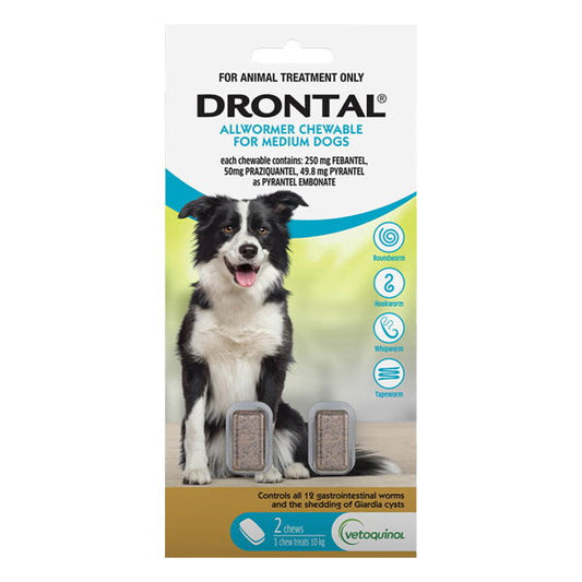 Drontal Allwormer chews for medium dogs up to 10kg