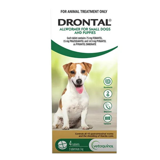 Drontal Allwormer tablets for small dogs and puppies 4 pack