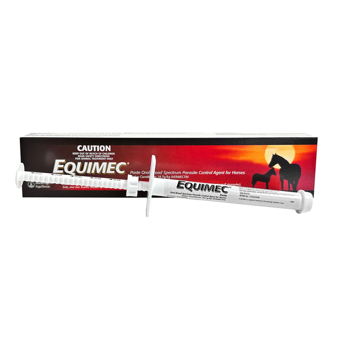 Equimec broad-spectrum horse wormer paste 6.42g syringe and box