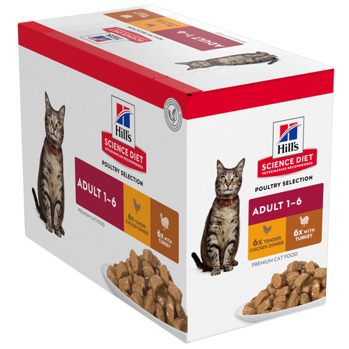 Hill's Science Diet Adult Chicken & Turkey Variety Pouches 85g x 12