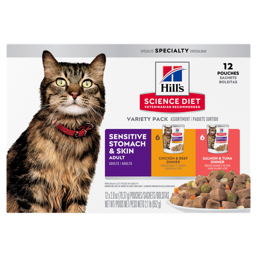 Hill's Science Diet Adult Sensitive Stomach & Skin Variety Pouches 80g x 12