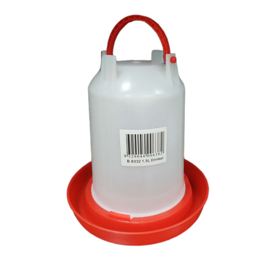 iPetz Plastic Poultry Drinker 1.5L Red and White