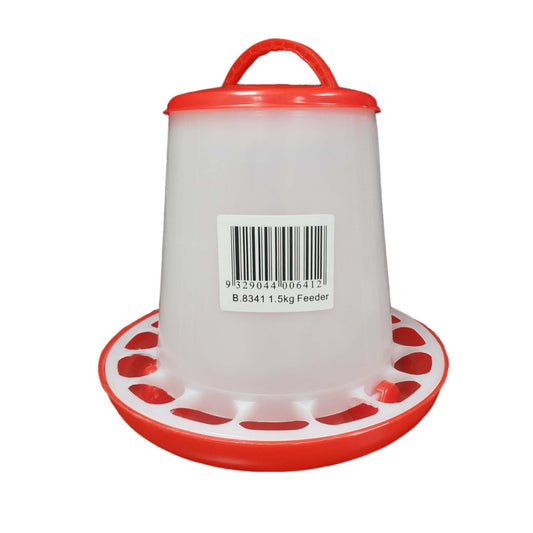 iPetz Plastic Poultry Feeder 1.5kg Red and White
