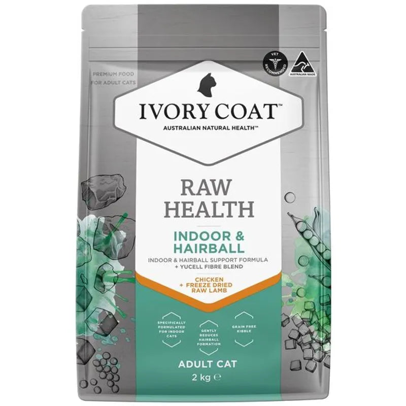 Ivory Coat Raw Health Indoor & Hairball Adult Cat 2kg pack image