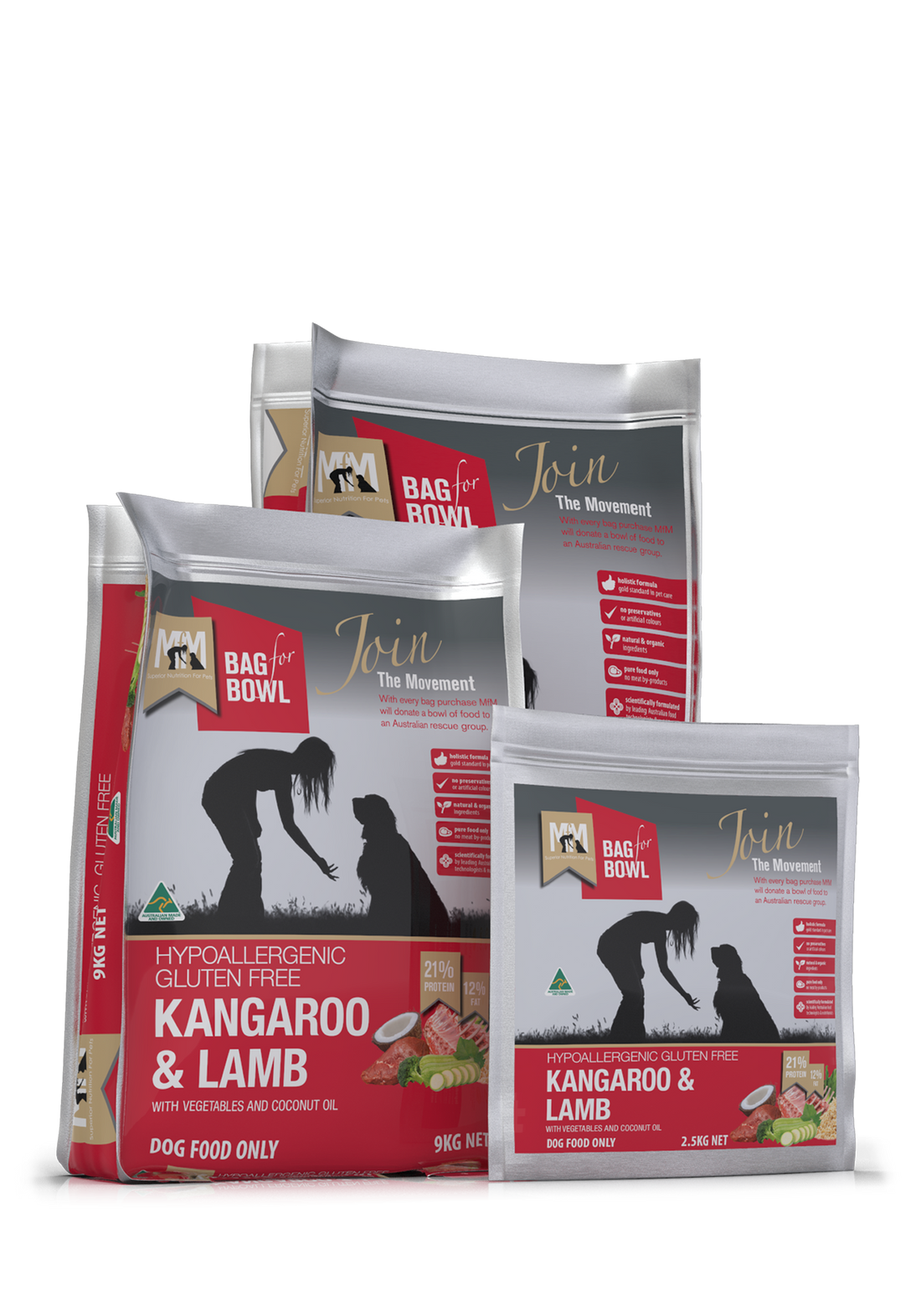 Meals for Mutts Kangaroo & Lamb dog food sizes