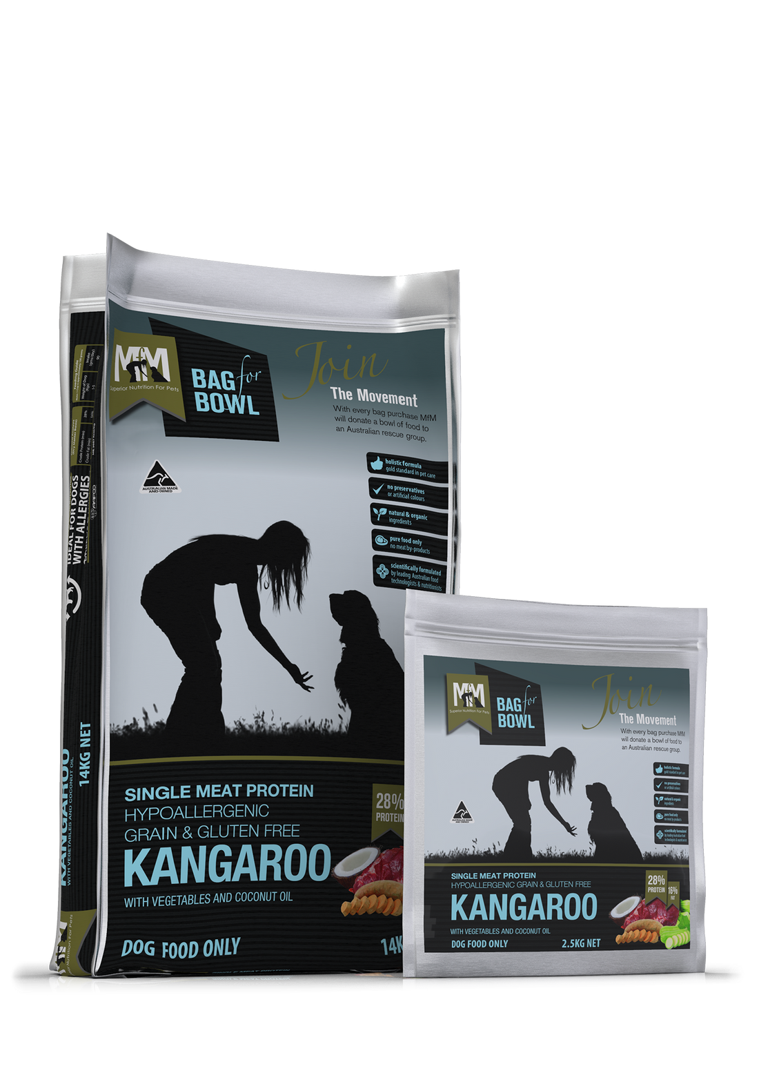 Meals for Mutts Kangaroo single meat protein dog food sizes