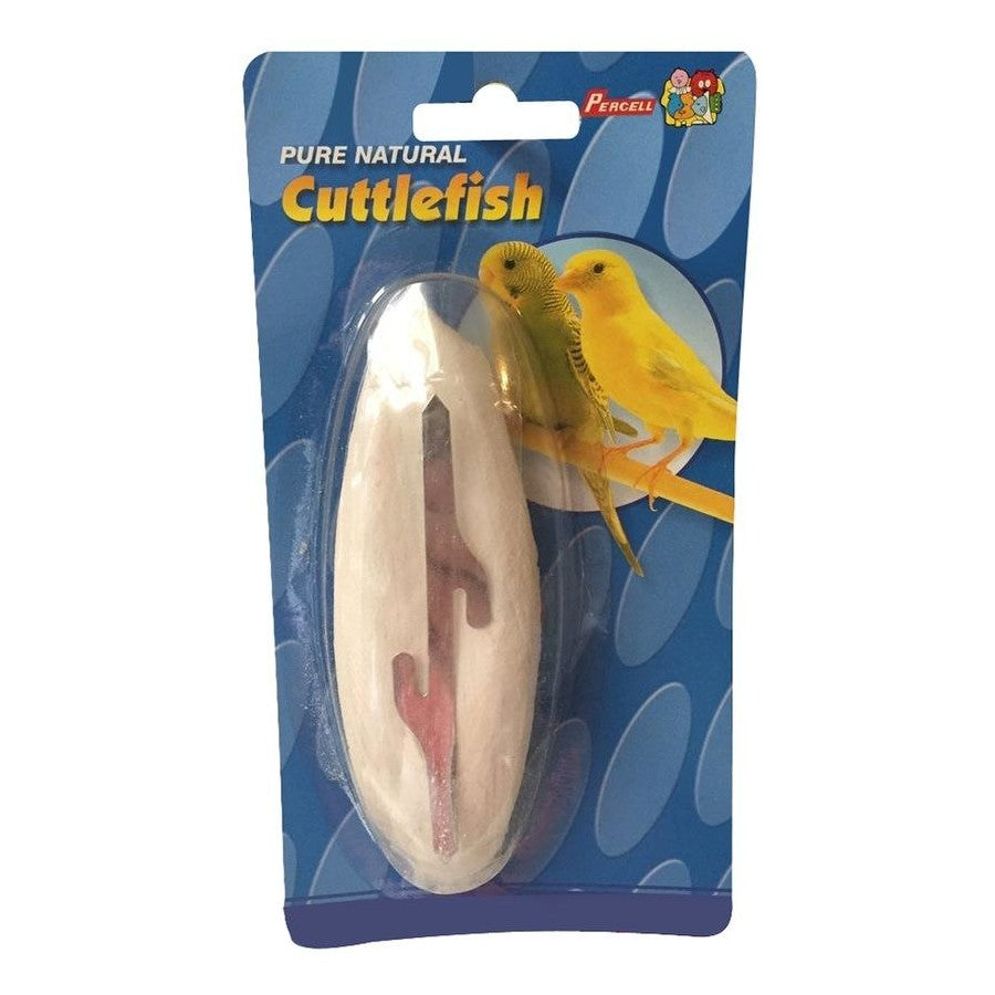 Percell natural cuttlebone 20 cm single, carded with metal clip