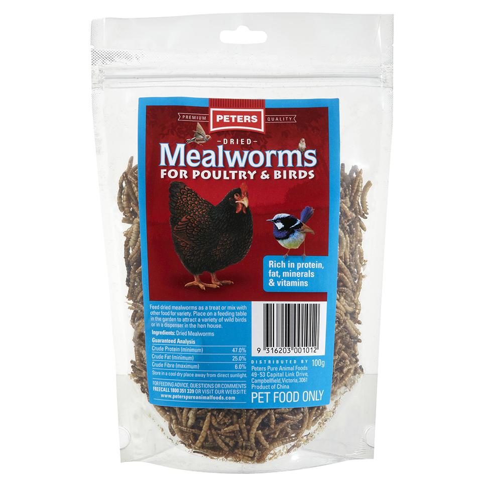 Peters Dried Mealworms for Poultry and Birds 100g