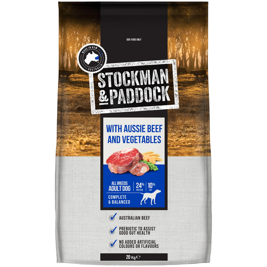 Stockman & Paddock With Aussie Beef and Vegetables dry dog food 20kg bag
