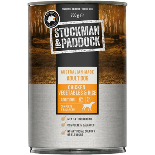 Stockman & Paddock Chicken Vegetables and Rice wet dog food 700g can